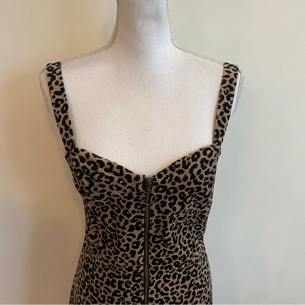Target Cheetah Print Front Zipper Mini Dress Size Small - Picture 5 of 8